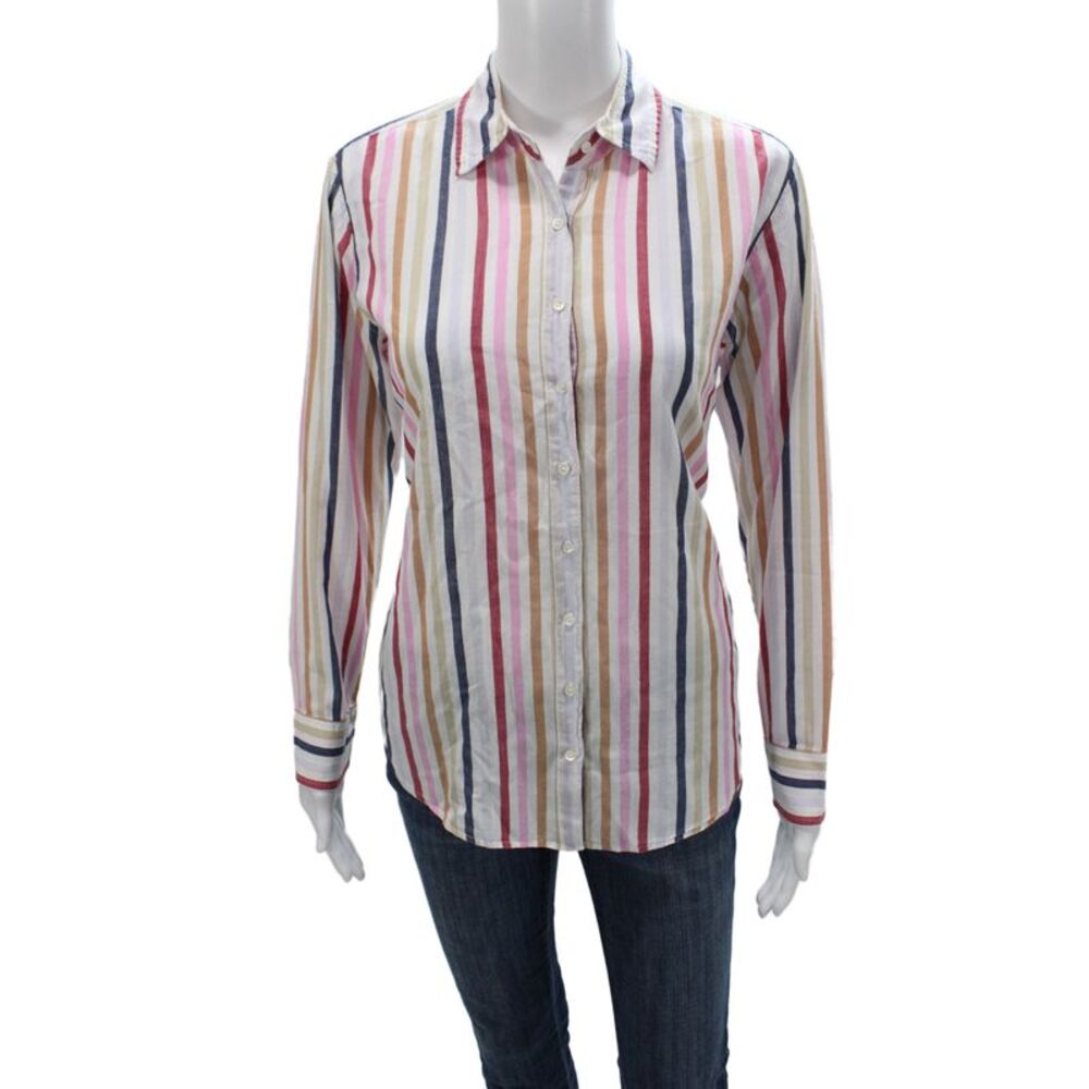 Xirena Women Striped Cotton Button-Up Long Sleeve Multicolor Size XS